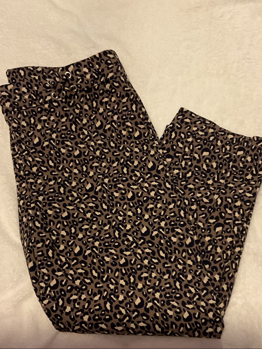 Rafaella Leopard-Print Wide Leg Pants - Tan, Black, Cream